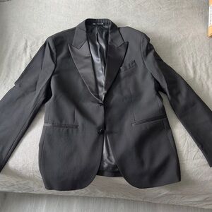 Zara Charcoal Blazer with Glossy Lapels